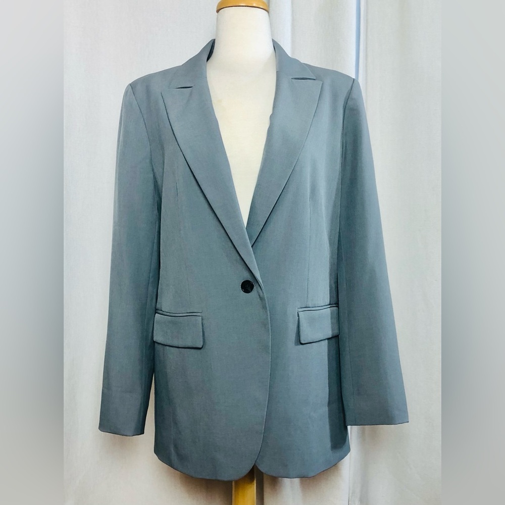 Banana Republic Womens Long Lean Blazer Size 12 NWT Light Heather Grey MSRP $160